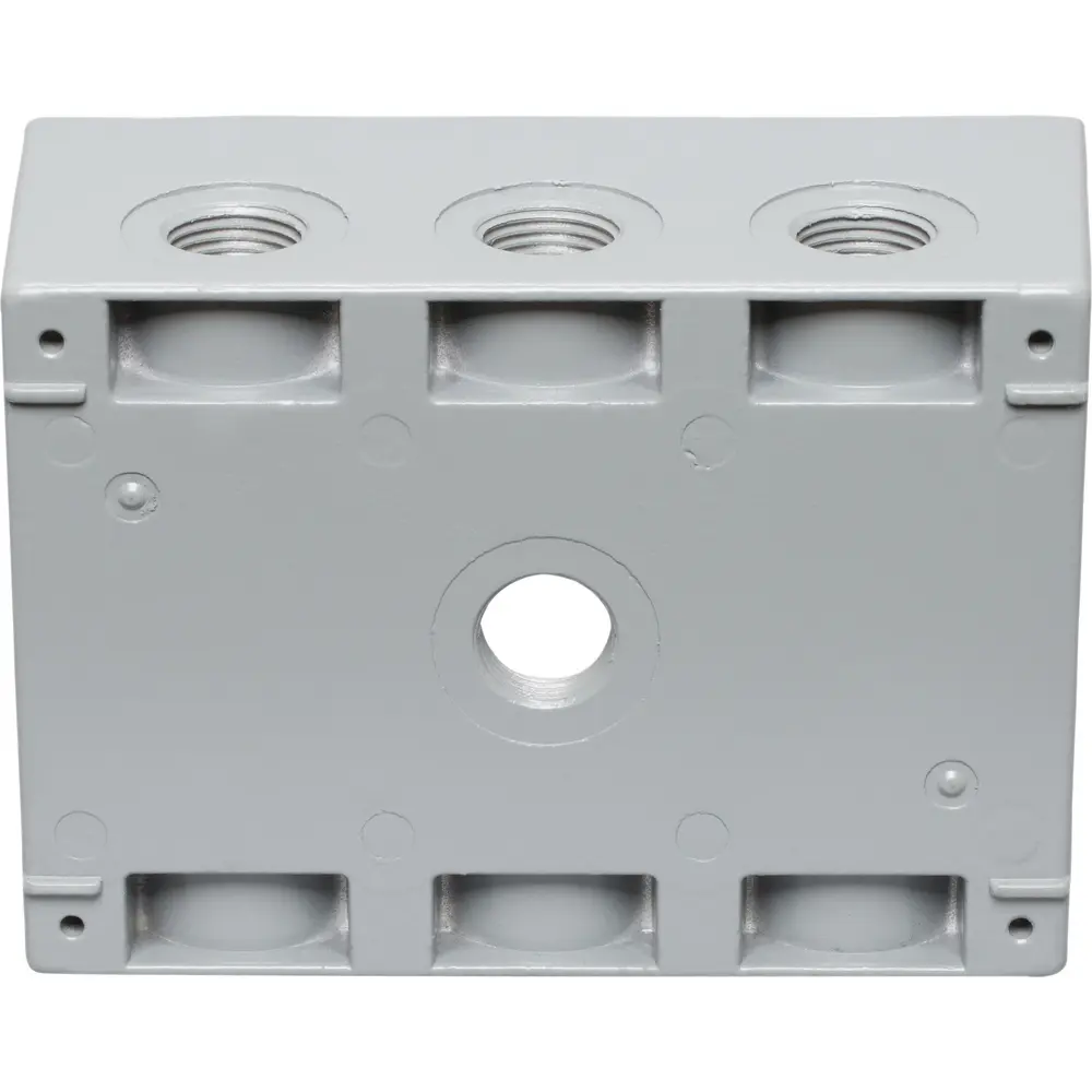 2-5/8" Deep 3-Gang Weatherproof Box (7) 1/2" Hole, Gray