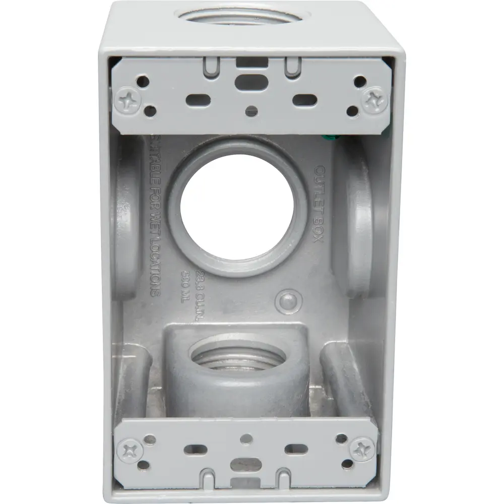 2-5/8" Deep Single-Gang Weatherproof Box (3) 1" Hole, Gray