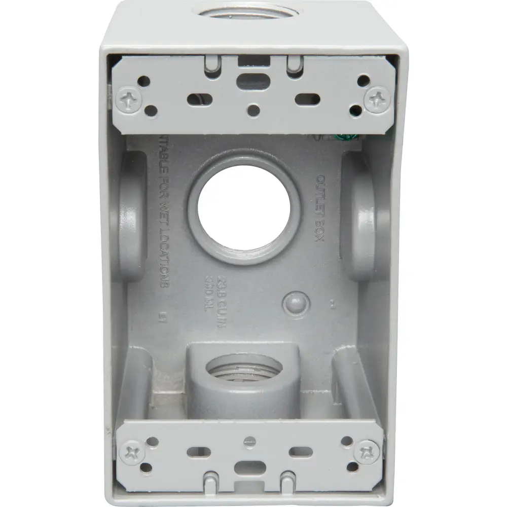 2-5/8" Deep Single-Gang Weatherproof Box (3) 3/4" Hole, Gray 2 2-5/8" Deep Single-Gang Weatherproof Box (3) 3/4" Hole, Gray
