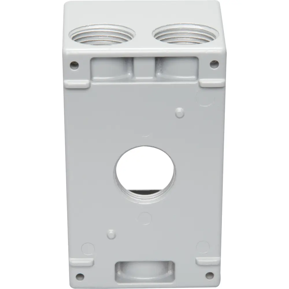 2-5/8" Deep Single-Gang Weatherproof Box (4) 3/4" Hole, Gray 1 2-5/8" Deep Single-Gang Weatherproof Box (4) 3/4" Hole, Gray