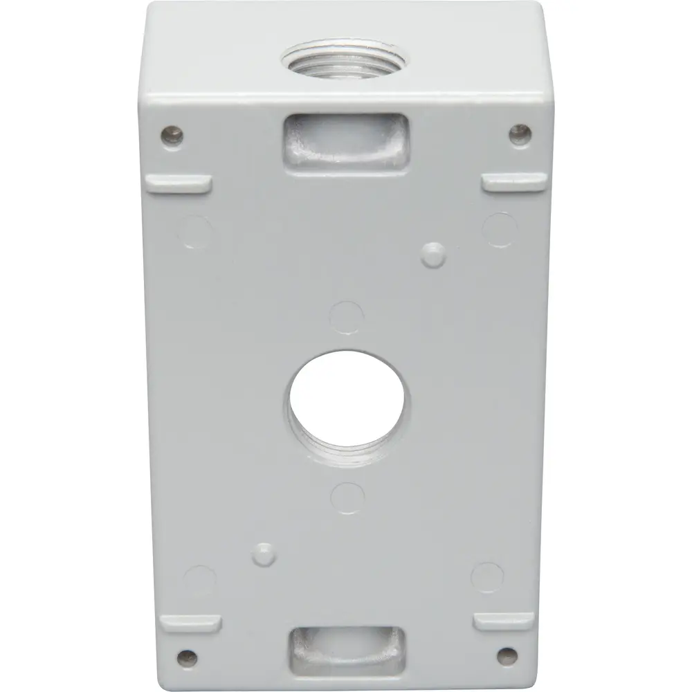 2" Deep Single-Gang Weatherproof Box, (3) 1/2" Hole, Gray 1 2" Deep Single-Gang Weatherproof Box, (3) 1/2" Hole, Gray