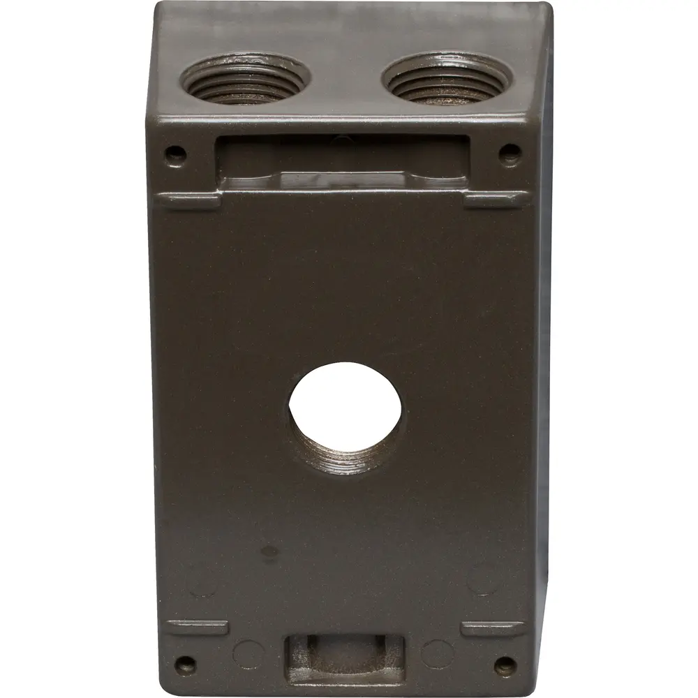 2" Deep Single-Gang Weatherproof Box, (4) 1/2" Hole, Bronze 1 2" Deep Single-Gang Weatherproof Box, (4) 1/2" Hole, Bronze