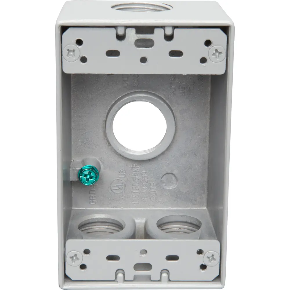 2" Deep Single-Gang Weatherproof Box, (4) 3/4" Hole, Gray