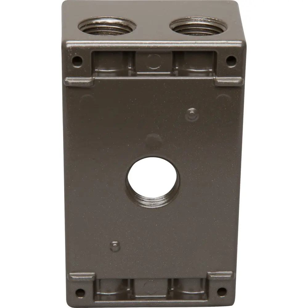 2" Deep Single-Gang Weatherproof Box, (5) 1/2" Hole, Bronze 1 2" Deep Single-Gang Weatherproof Box, (5) 1/2" Hole, Bronze