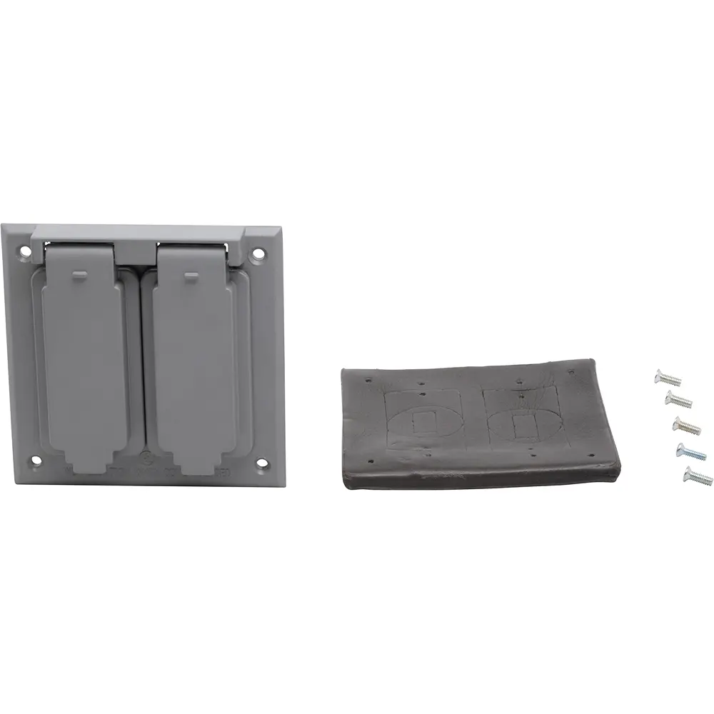 2-Gang (1) Switch/ (1) GFCI Cover, Vertical, Die-Cast Zinc, Gray