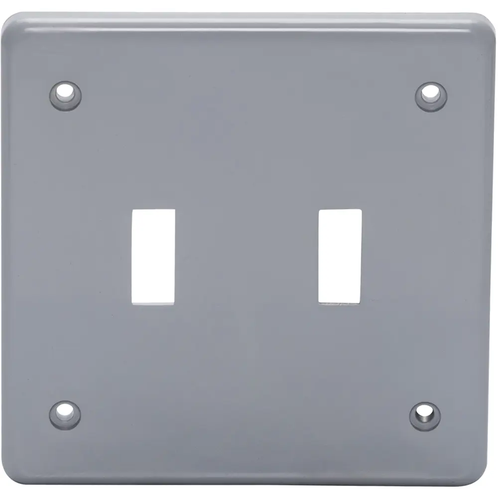 2-Gang (2) Toggle Switch Wall Plate, PVC, Gray