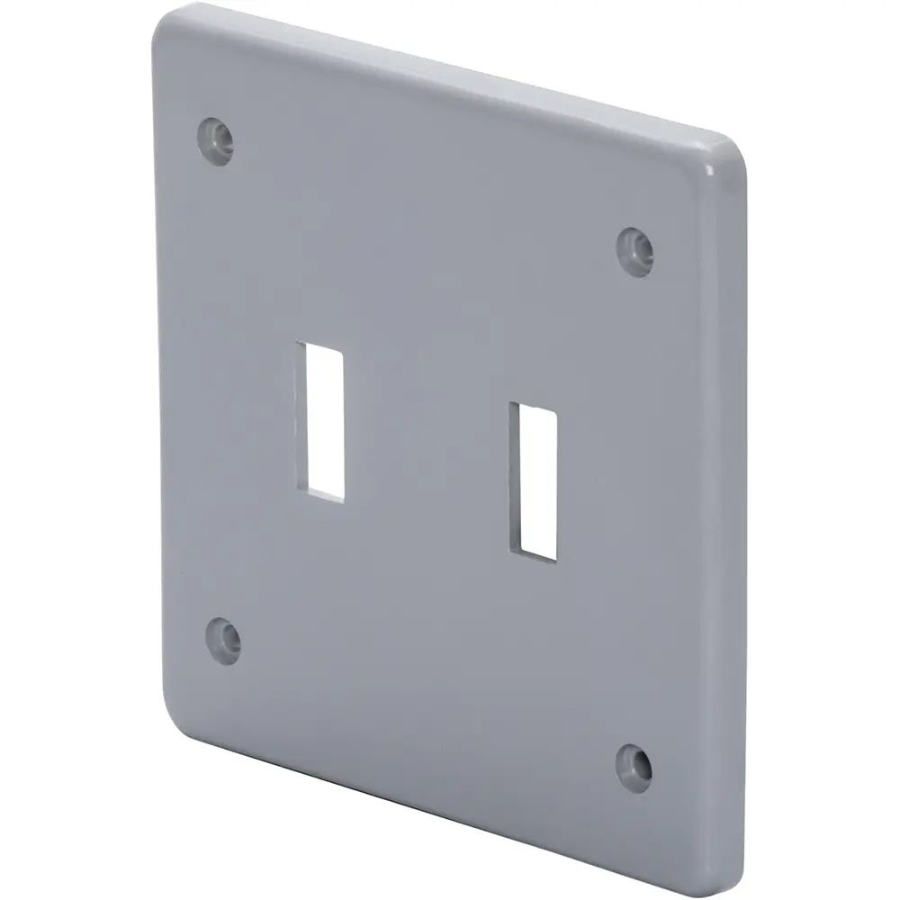 2-Gang (2) Toggle Switch Wall Plate, PVC, Gray