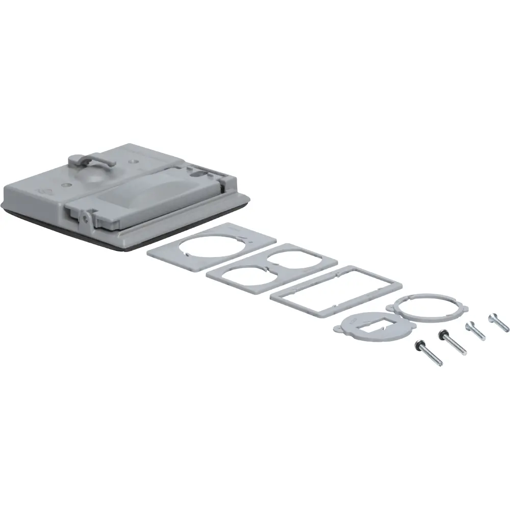 2-Gang 5-in-1 Combo Toggle Switch Cover, Die-Cast Aluminum, Gray 3 2-Gang 5-in-1 Combo Toggle Switch Cover, Die-Cast Aluminum, Gray