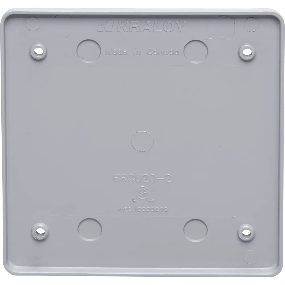 2-Gang Blank Cover, PVC, Gray