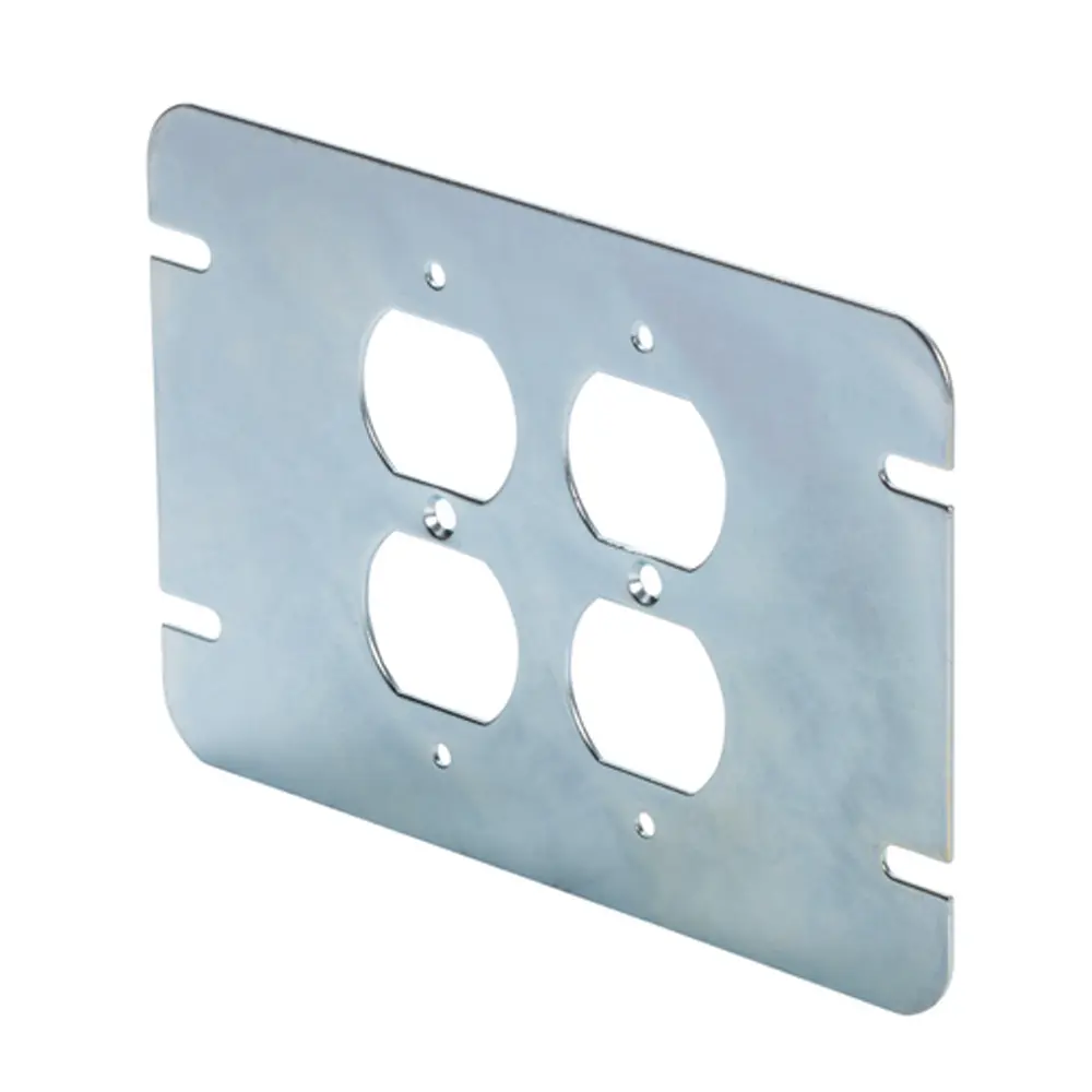 2-Gang Steel Flat Duplex Receptacle Cover