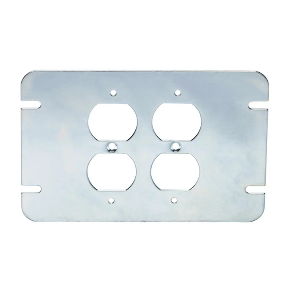 2-Gang Steel Flat Duplex Receptacle Cover