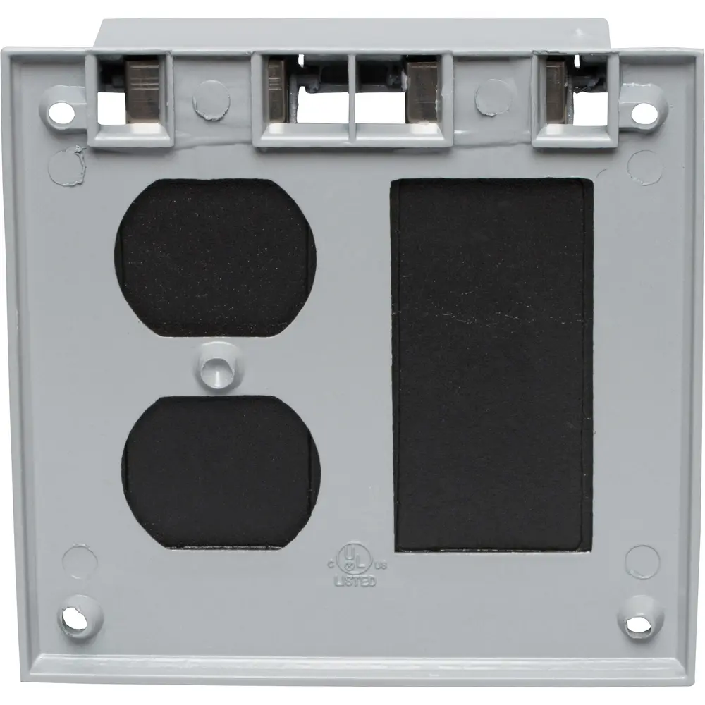 2-Gang Weatherproof (1) GFCI/ (1) Duplex Receptacle Cover, Vertical, Die-Cast Aluminum, Gray