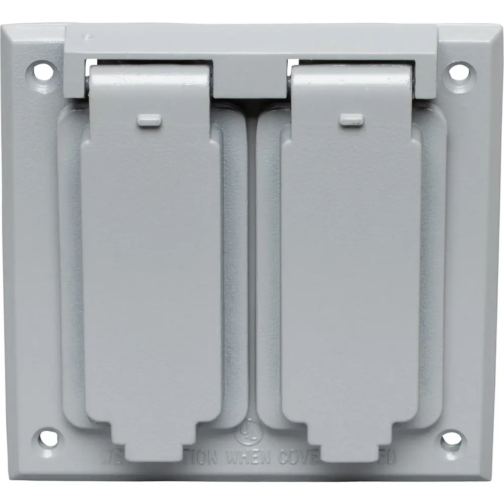 2-Gang Weatherproof (1) GFCI/ (1) Duplex Receptacle Cover, Vertical, Die-Cast Aluminum, Gray