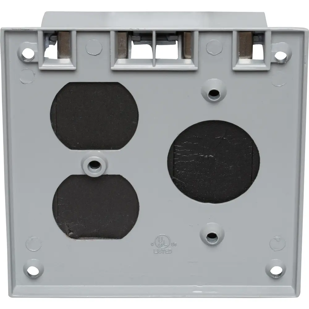 2-Gang Weatherproof (1)Single/(1) Duplex Receptacle Cover, Vertical, Die-Cast Aluminum, Gray