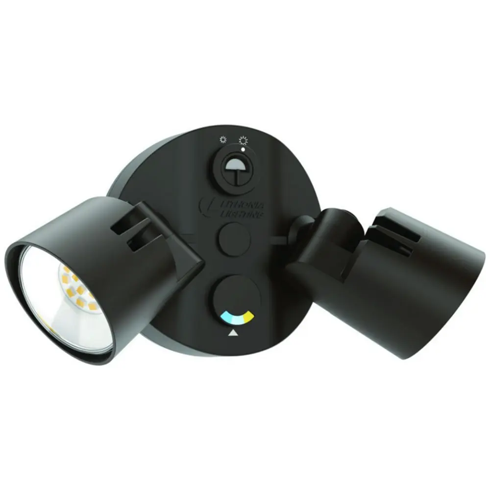 2-Head LED Security Floodlight, Adjustable Lumen, Switchable, 120 VAC, Dark Bronze