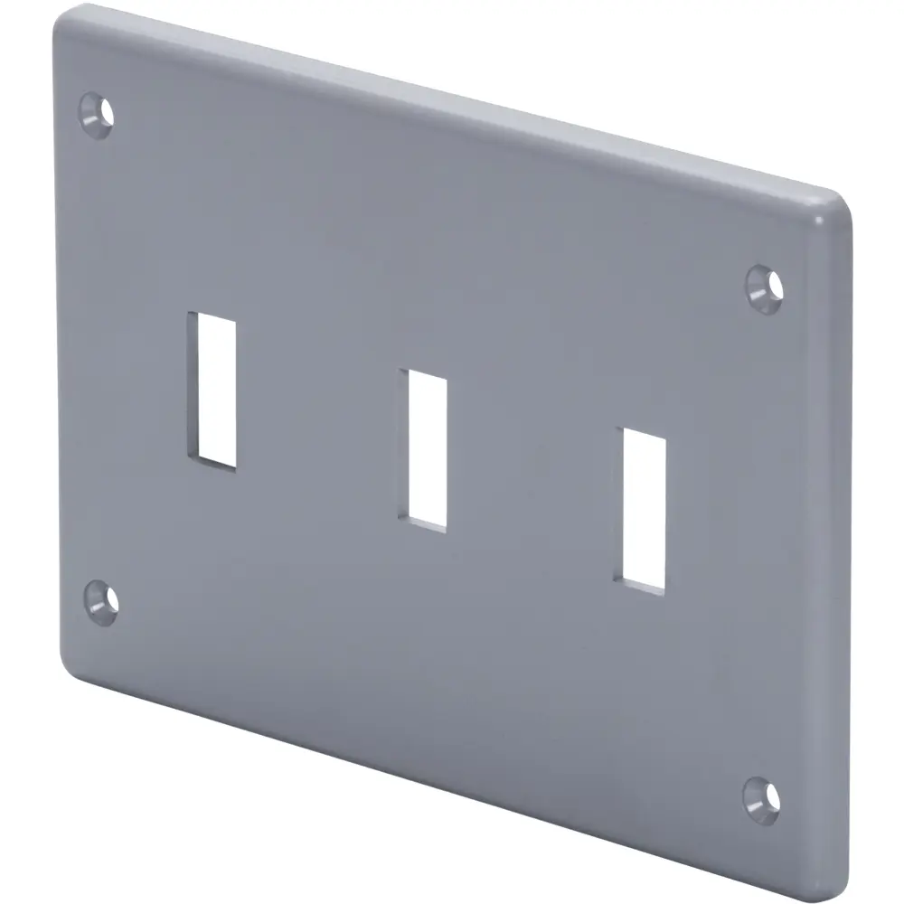 3-Gang (3) Toggle Switch Wall Plate, PVC, Gray