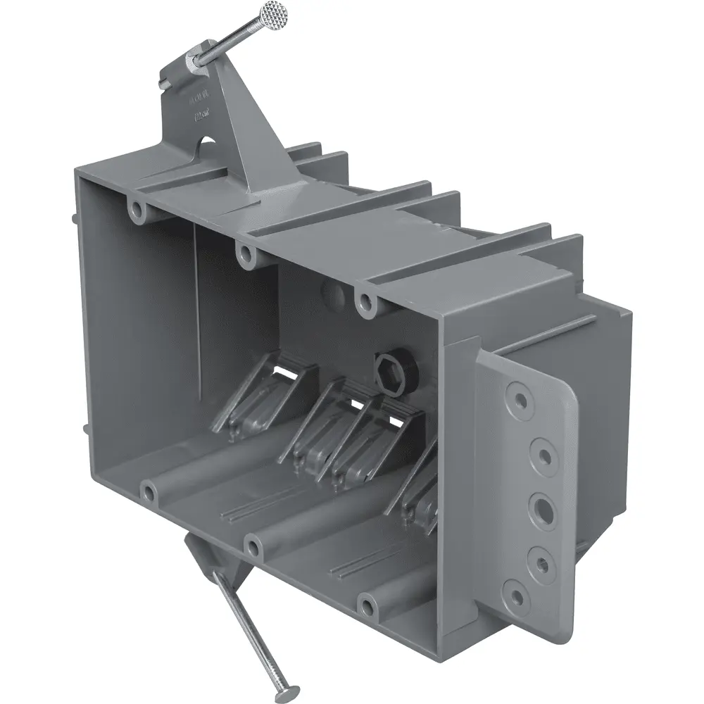 3-Gang Plastic Switch Box, Nail-On, 44 Cu. In.