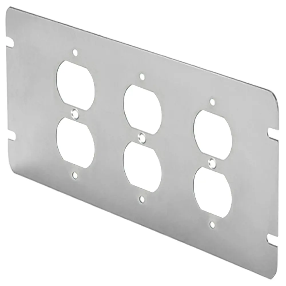 3-Gang Steel Flat, Duplex Receptacle Cover