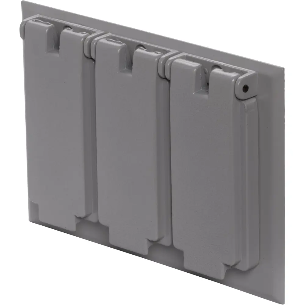 3-Gang Weatherproof (3) Duplex Receptacle Cover, Die-Cast Zinc, Gray