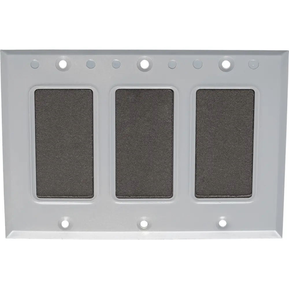 3-Gang Weatherproof (3) GFCI Receptacle Cover, Vertical, Die-Cast Zinc, Gray