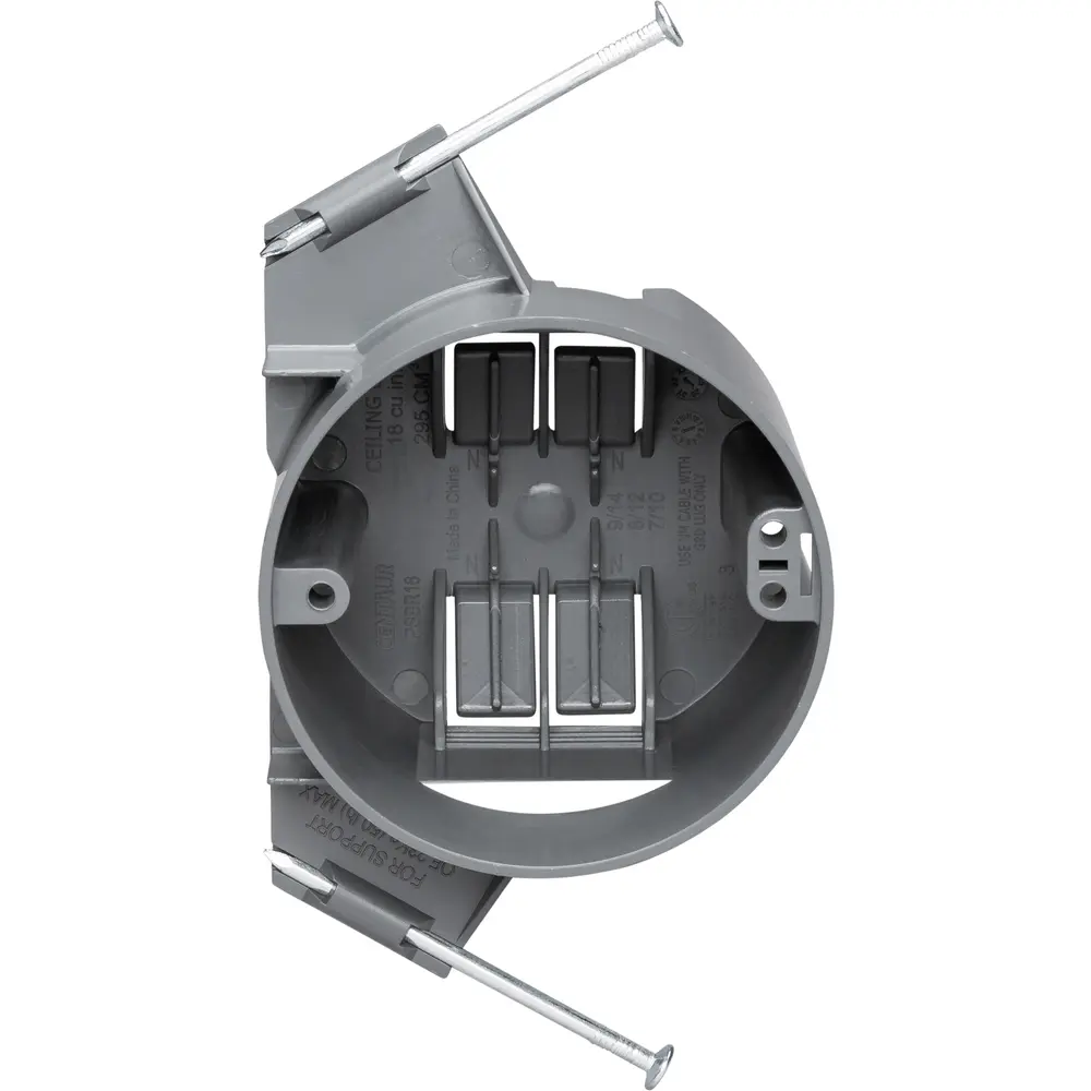 3" Round Plastic Switch Box, Nail-On, 18 Cu. In.