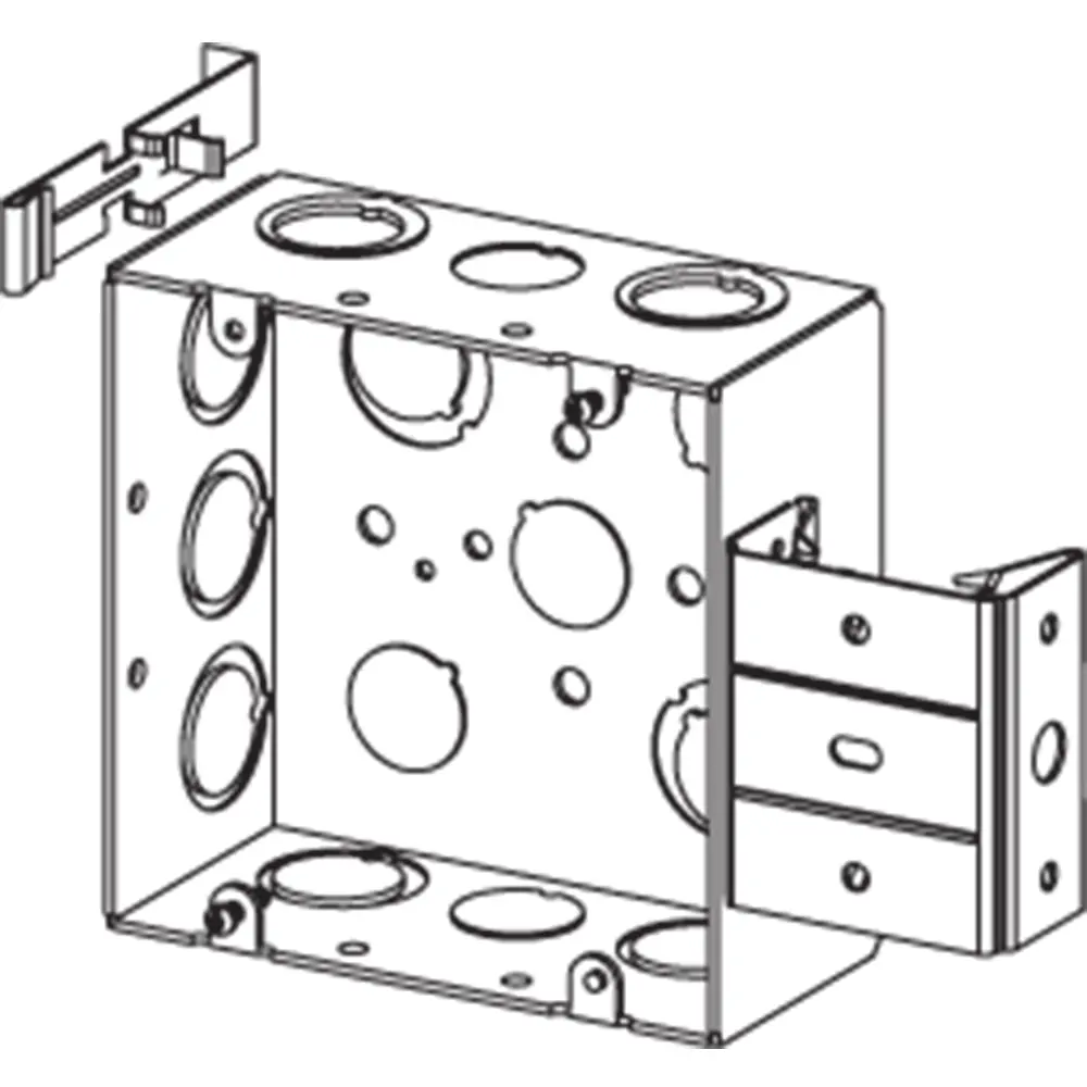 4-11/16" Square Box, Metal Stud Bracket, 1/2" MKO's, 2-1/8" Deep 1 4-11/16" Square Box, Metal Stud Bracket, 1/2" MKO's, 2-1/8" Deep