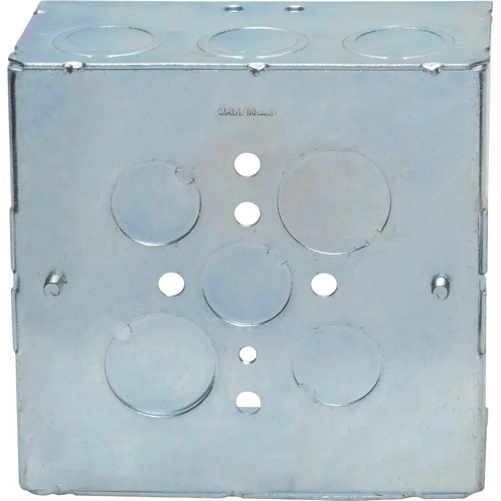 4-11/16" Square Box w/ BX/MC Clamps, 1/2", 3/4" KO's, 2-1/8" Deep