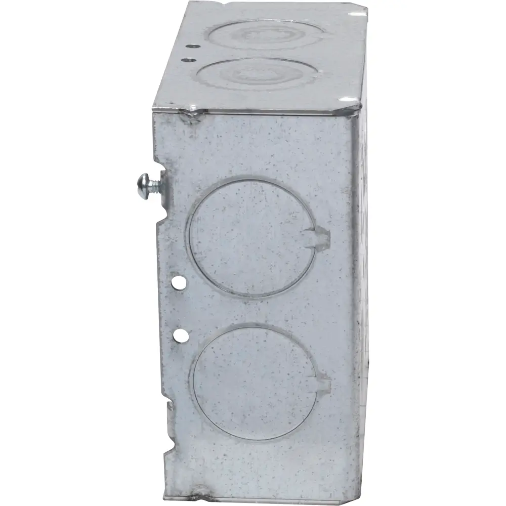 4-11/16" Square Box w/ Raised Ground Emboss, 1/2", 3/4", 1" KO's, 2-1/8" Deep 3 4-11/16" Square Box w/ Raised Ground Emboss, 1/2", 3/4", 1" KO's, 2-1/8" Deep