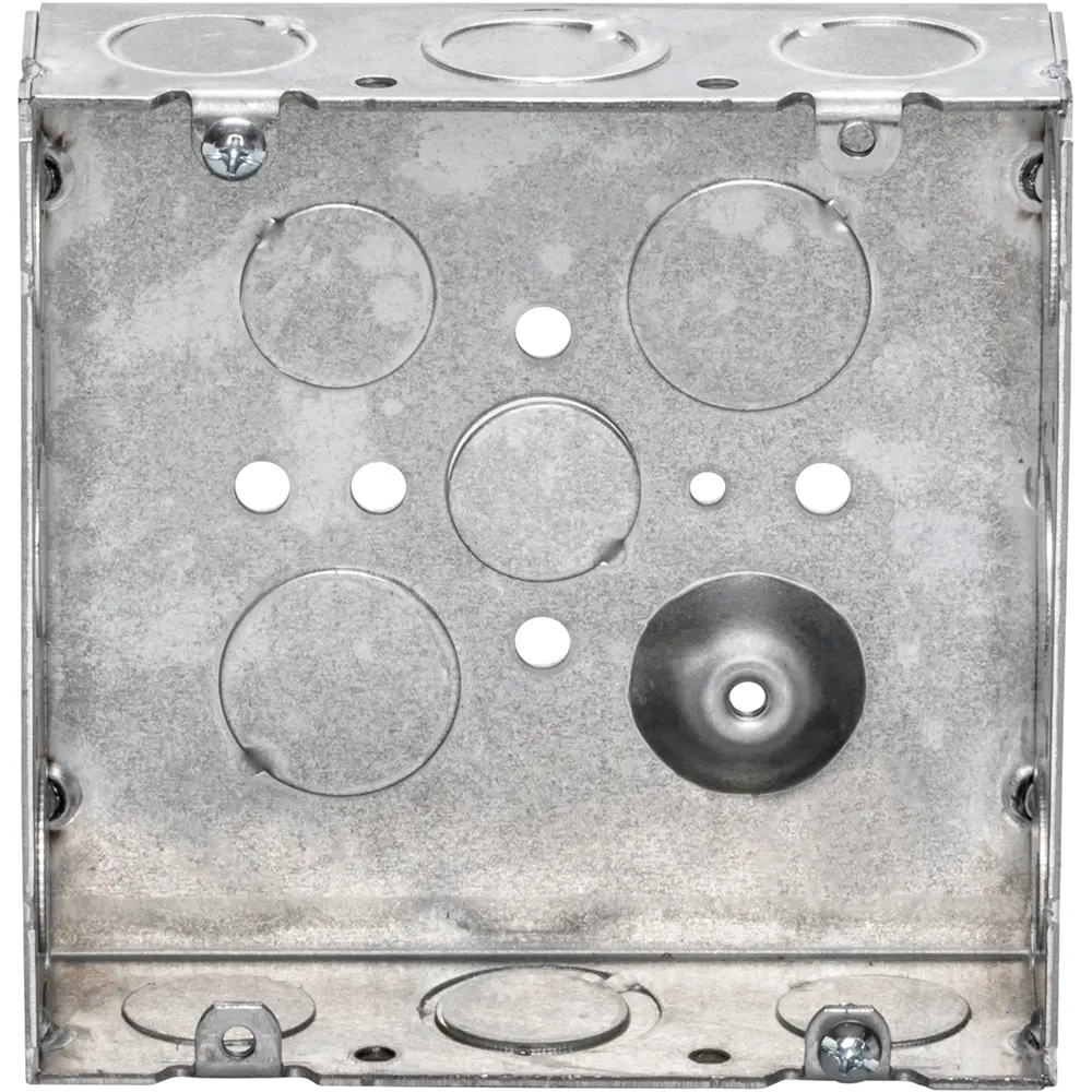 4-11/16" Square Box w/ Raised Ground Emboss, 1/2" MKO's, 1-1/2" Deep