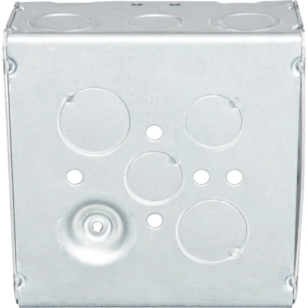 4-11/16" Square Box w/ Raised Ground Emboss, 1/2" MKO's, 2-1/8" Deep