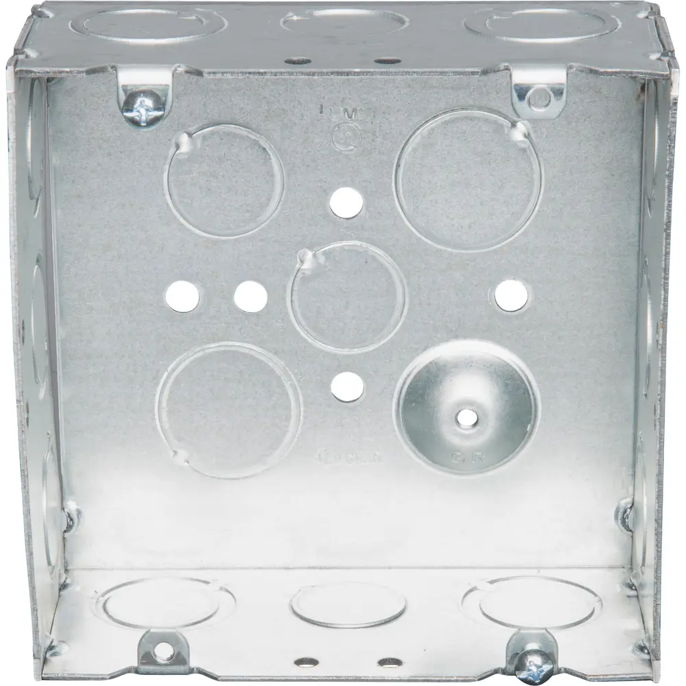4-11/16" Square Box w/ Raised Ground Emboss, 1/2" MKO's, 2-1/8" Deep
