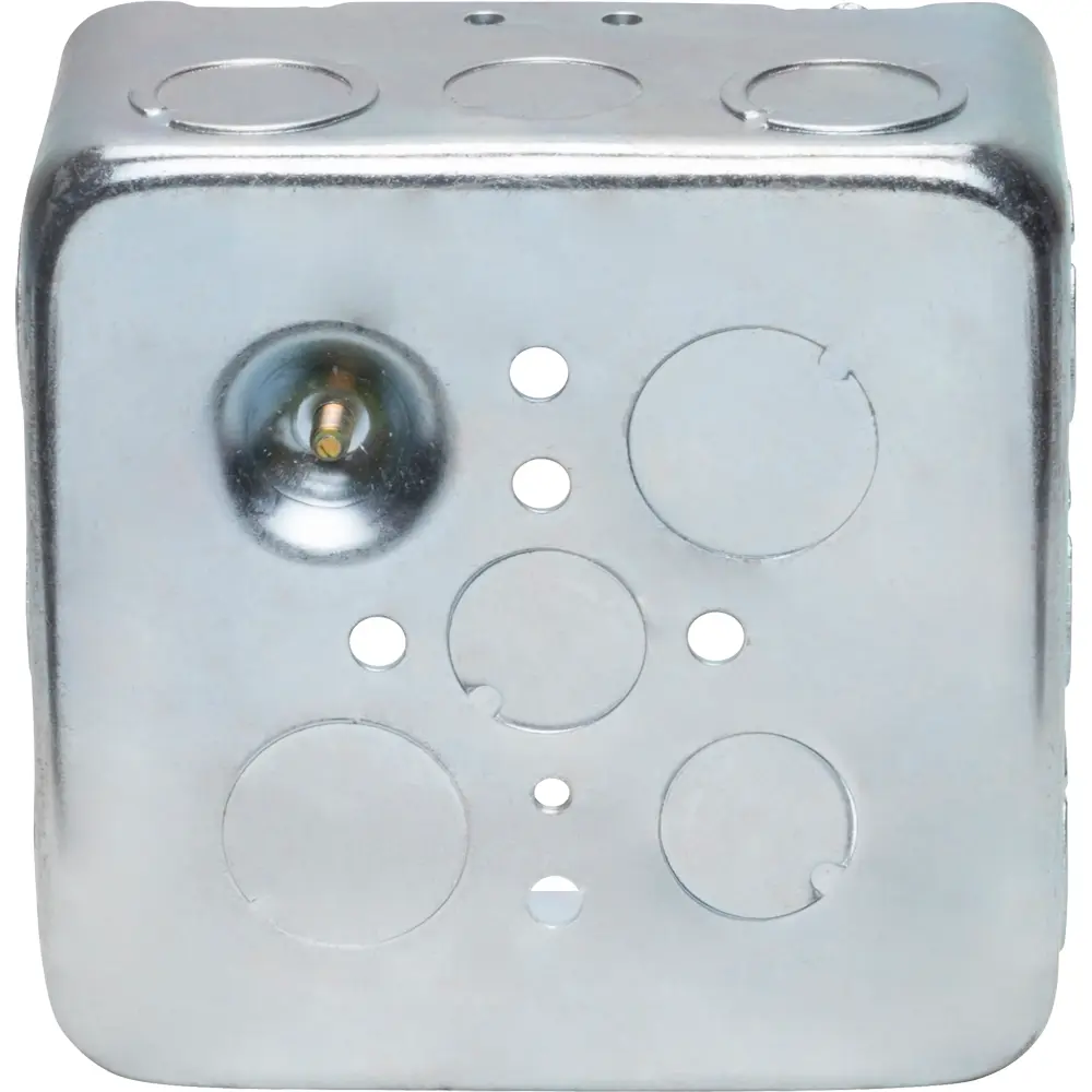 4-11/16" Square Drawn Box w/ Raised Ground Emboss, 1/2", 3/4" CKO's, 2-1/8" Deep