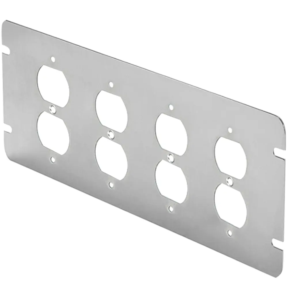 4-Gang Steel Flat, Duplex Receptacle Cover