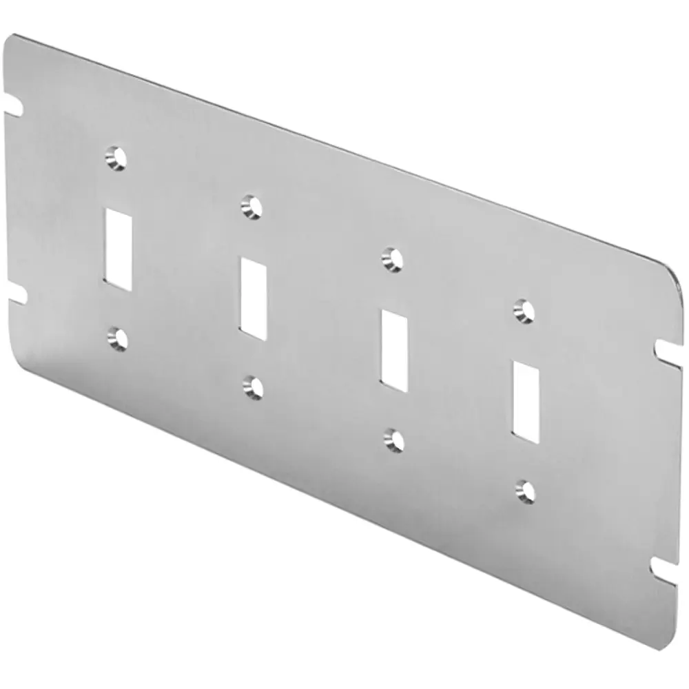 4-Gang Steel Flat Toggle Switch Cover