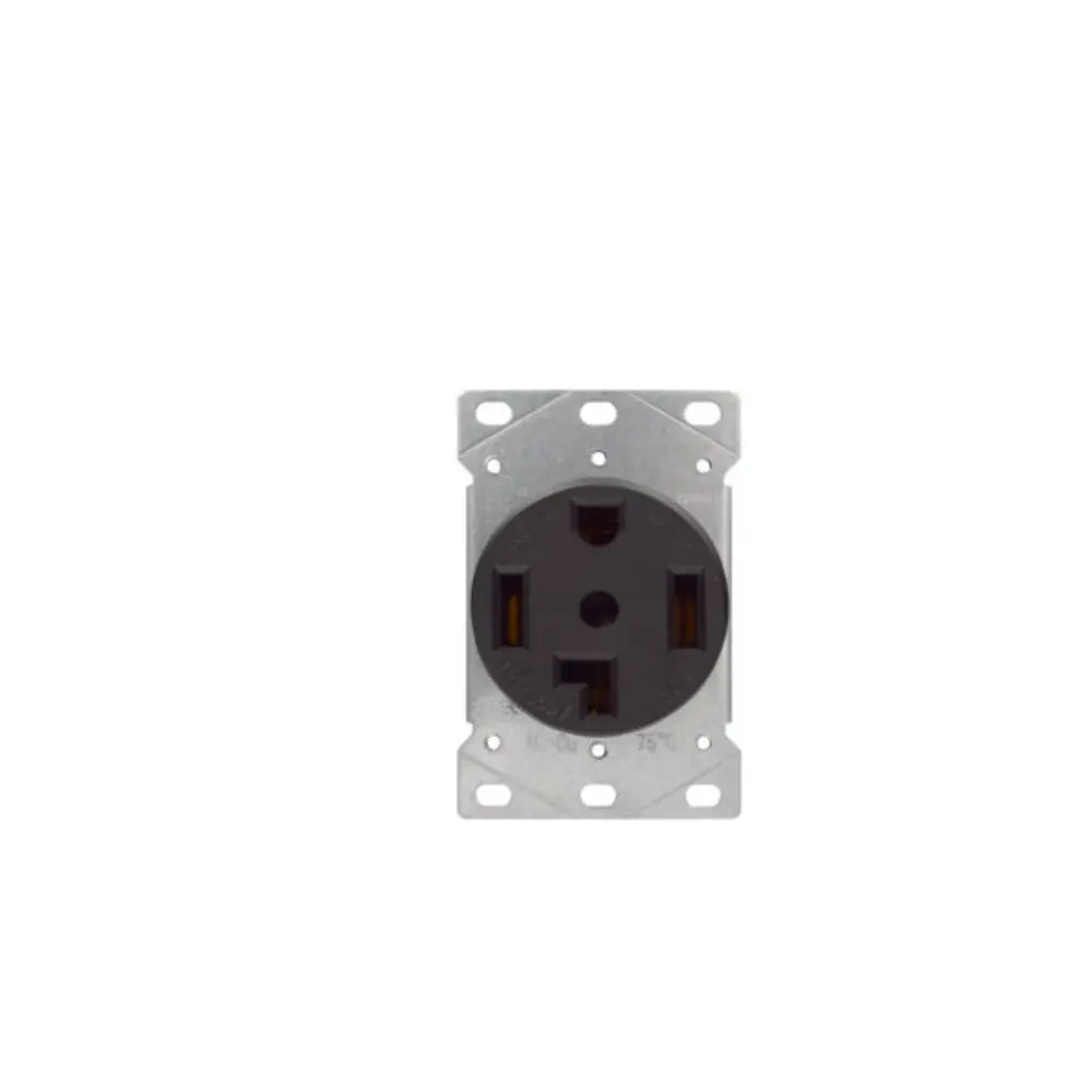 30A Flush Mount Dryer Outlet, 3-Pole, 4-Wire, 125/250 VAC, White