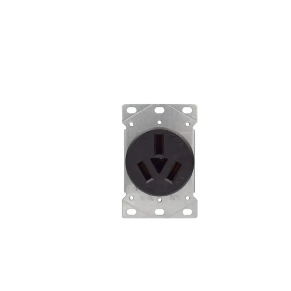 50A Flush Mount Range Outlet, 3-Pole, 4-Wire, 125/250 VAC, White
