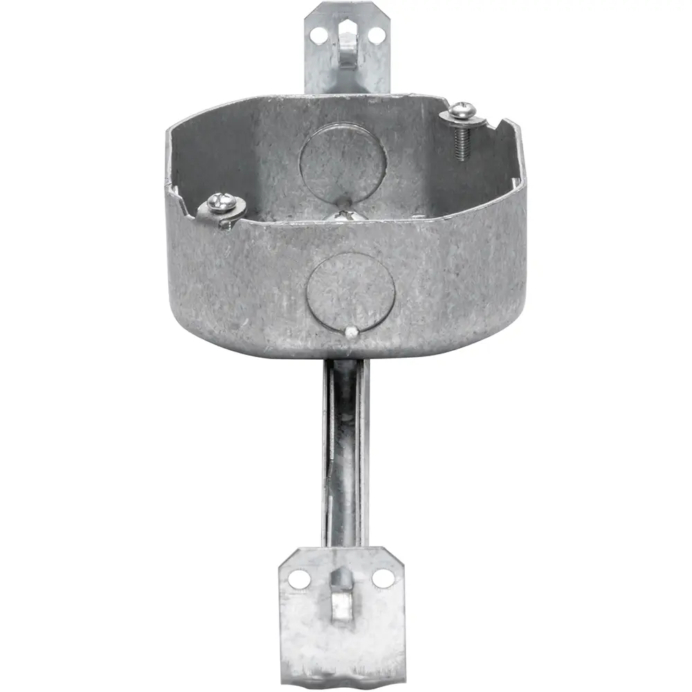 4" Octagon Box Welded, Adjustable Bar Hanger, 1/2" KO's, 1-1/2" Deep