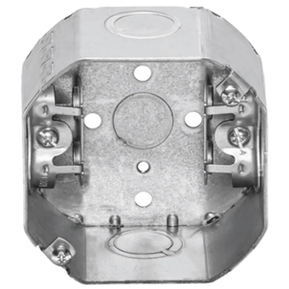 4" Octagon Box Welded w/ BX/MC Clamps, 1/2" KO's, 1-1/2" Deep