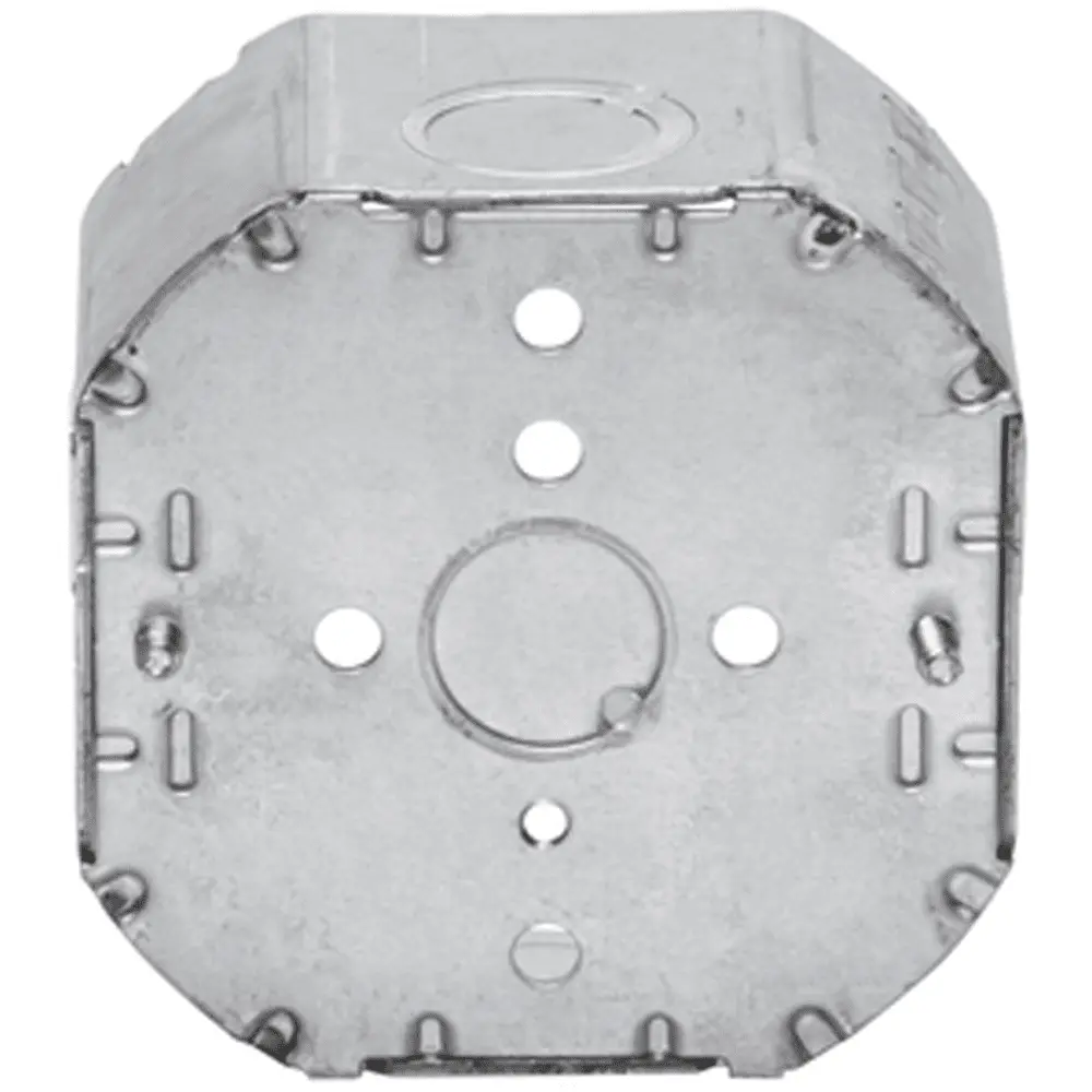 4" Octagon Box Welded w/ BX/MC Clamps, 1/2" KO's, 2-1/8" Deep