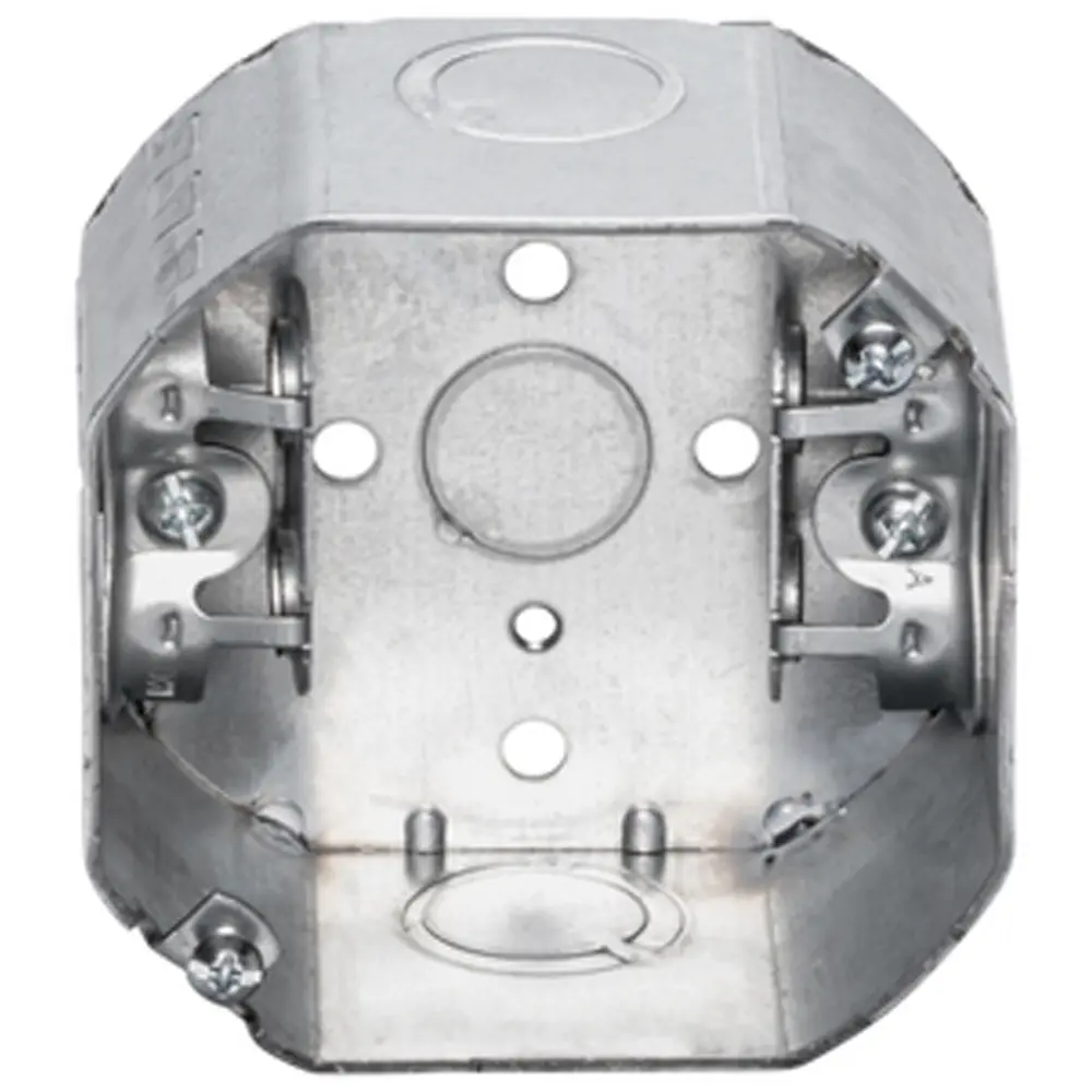4" Octagon Box Welded w/ BX/MC Clamps, 1/2" KO's, 2-1/8" Deep