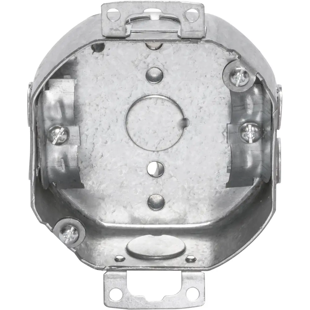 4" Octagon Box Welded w/ BX/MC Clamps & Ears, 1/2" KO's, 1-1/2" Deep 2 4" Octagon Box Welded w/ BX/MC Clamps & Ears, 1/2" KO's, 1-1/2" Deep
