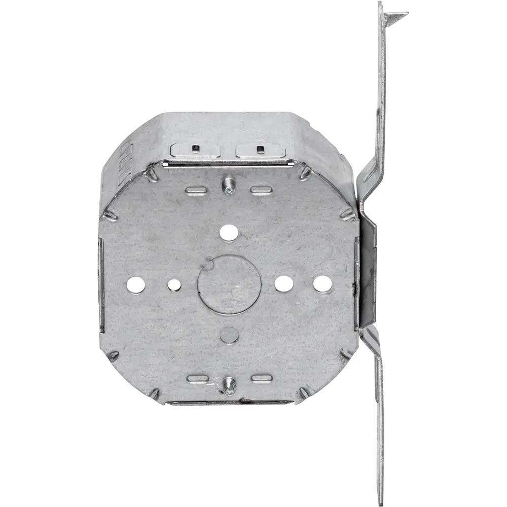 4" Octagon Box Welded w/ BX/MC Clamps, Flush, 1/2" KO's, 2-1/8" Deep