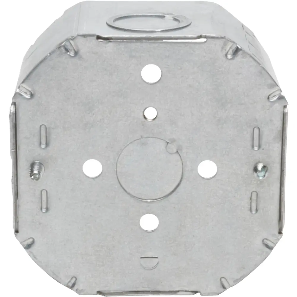 4" Octagon Box Welded w/ Non-Metallic Clamps, 1/2" KO's, 2-1/8" Deep 1 4" Octagon Box Welded w/ Non-Metallic Clamps, 1/2" KO's, 2-1/8" Deep