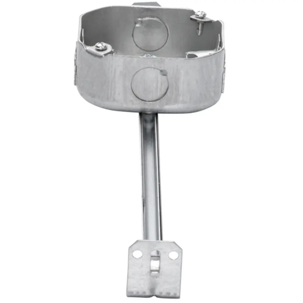 4" Octagon Box Welded w/ Non-Metallic Clamps, Adjustable Bar Hanger, 1/2" KO's, 1-1/2" Deep