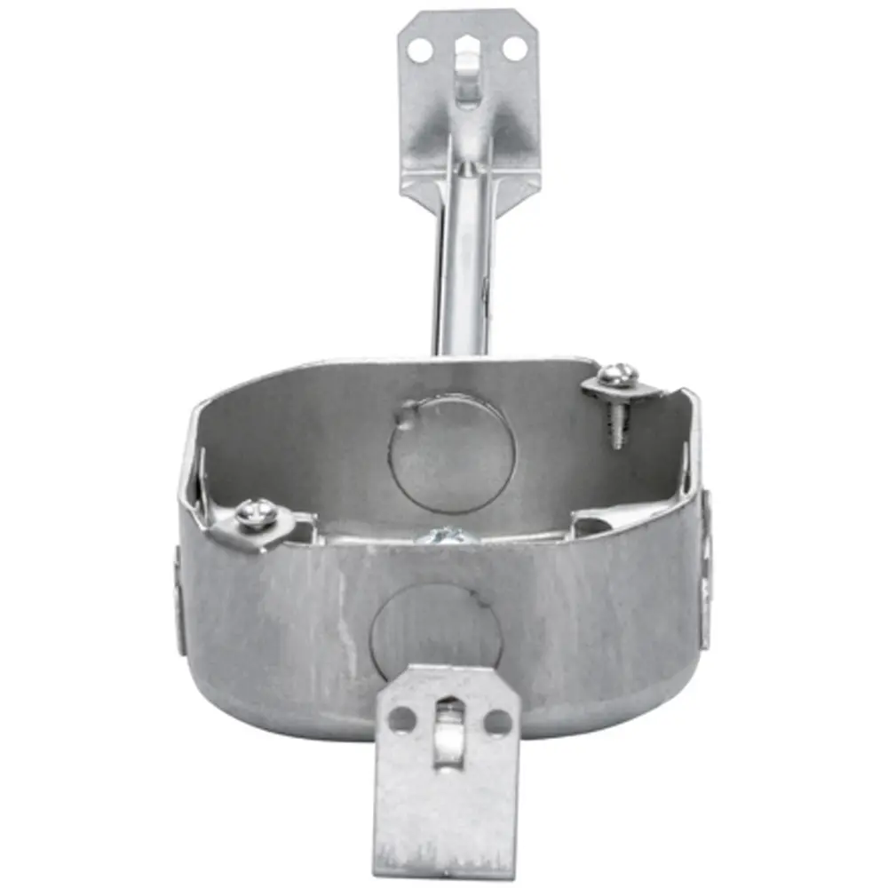 4" Octagon Box Welded w/ Non-Metallic Clamps, Adjustable Bar Hanger, 1/2" KO's, 1-1/2" Deep