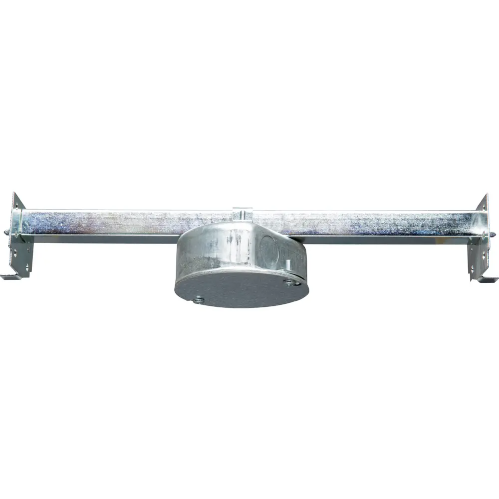 4" Round Fan Support Box w/ New Work Bar Hanger, 1-1/2" Deep