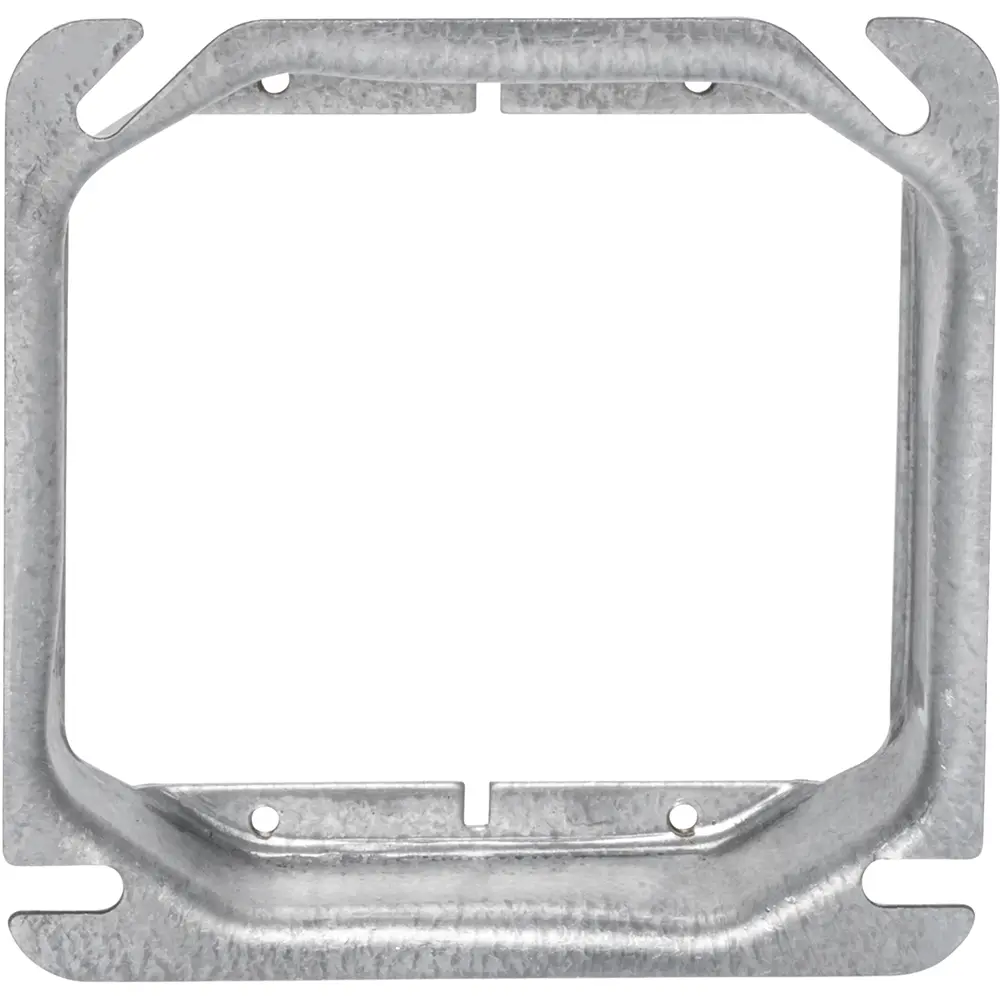 4" Square 2 Gang Device Ring, 1" Raised, 11.8 Cu. In.