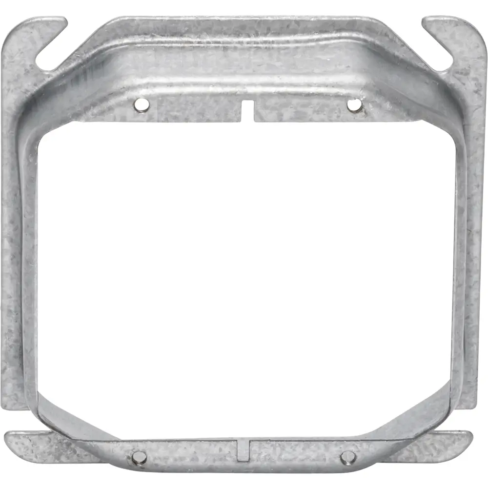 4" Square 2 Gang Device Ring, 1" Raised, 11.8 Cu. In.