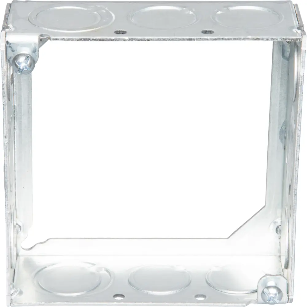 4" Square Box Extension Box, 1/2" MKO's, 2-1/8" Deep