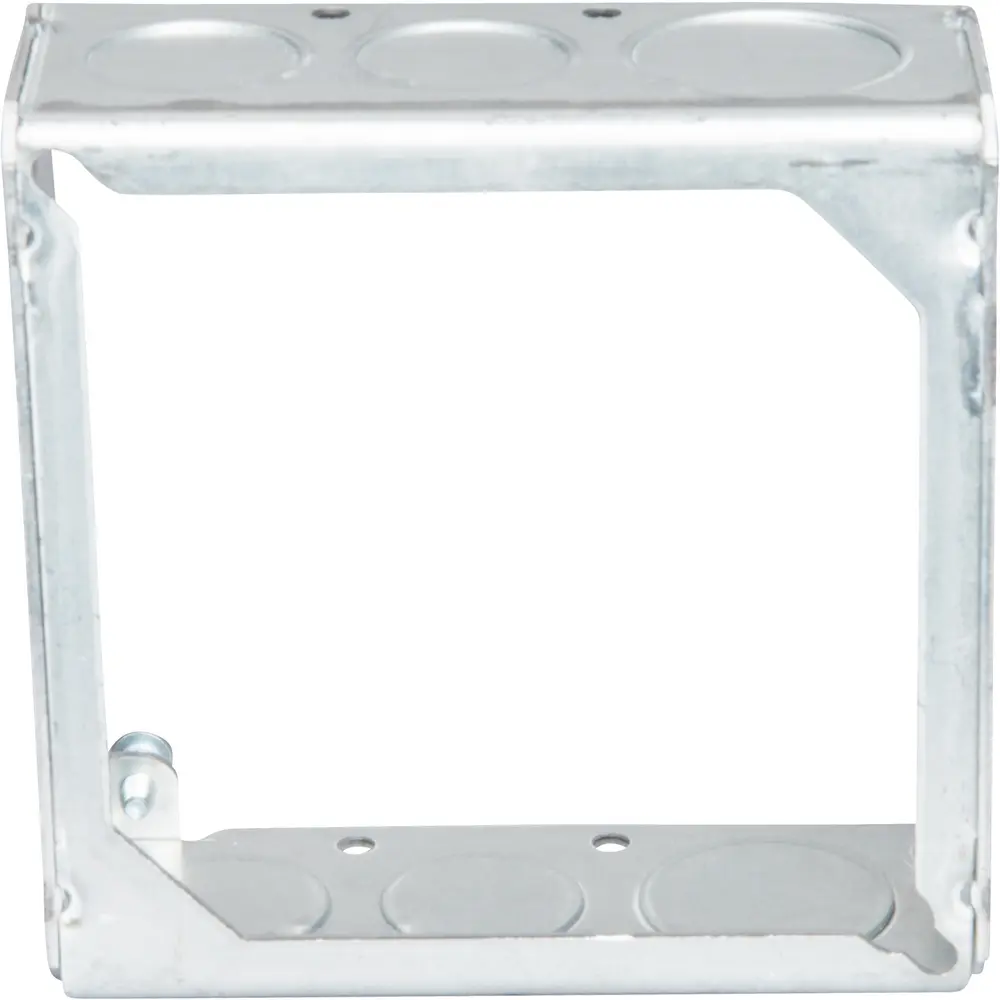 4 Square Box Extension Ring w/ 1/2" & 3/4" KO, 1-1/2" Deep